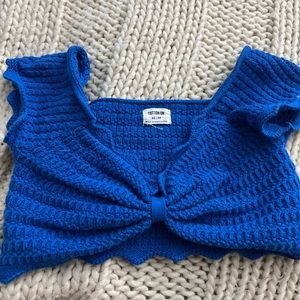 Cotton On Blue Crochet Crop Top, Size is XS